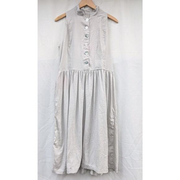 Ovate Womens Linen Sleeveless Button Down Midi Dress Sz M Poetic Romanticism - Picture 1 of 6